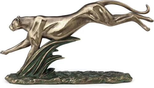 Miniatura 2 de Veronese Design Decoración de mesa de estatua de animal africano con acabado de bronce guepardo abstracto de 6.5 pulgadas