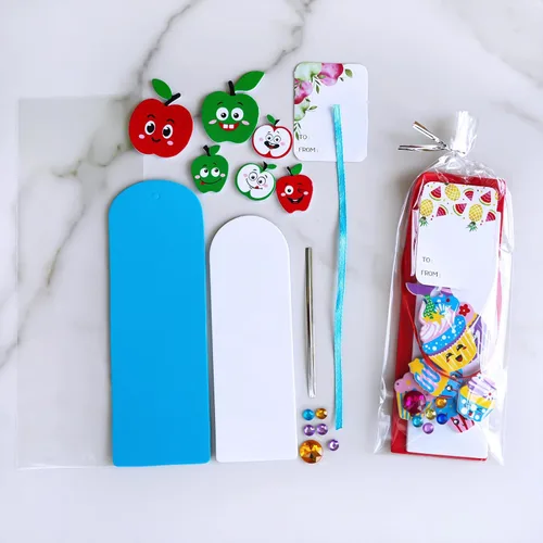 Miniatura 4 de Winlyn 36 juegos de manualidades de frutas, manualidades de verano, marcapáginas de postre de frutas, juegos de arte de manzana, piña, sandía