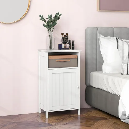 Miniatura 5 de Tangkula - Armario de almacenamiento para baño, organizador lateral de piso independiente de madera con puerta única y estante ajustable, pequeño