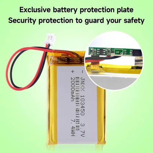 Miniatura 6 de 103450 Batería 3.7V 2000mAh 7.4wh Lipo Batería recargable con 2 cables JST 0.079 in Conector para altavoz y dispositivo inalámbrico (paquete de 1)