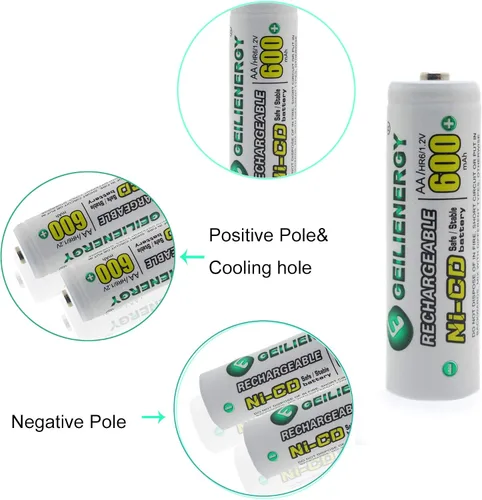 Miniatura 3 de Baterías de luz solar NiCd AA 600mAh 1.2V baterías recargables para lámpara solar luz jardín (paquete de 8)