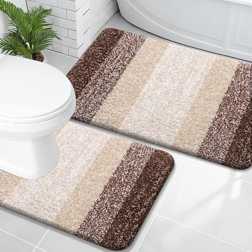Miniatura 41 de OLANLY Juego de 2 alfombras de baño de microfibra suave y absorbente, antideslizantes, se pueden lavar y secar a máquina, alfombras de baño peludas