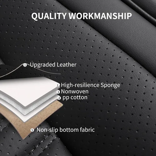 Miniatura 4 de HChengkikz - Fundas para asientos delanteros de automóvil, cuero napa transpirable, universal, para la mayoría de los sedanes, SUV, camionetas