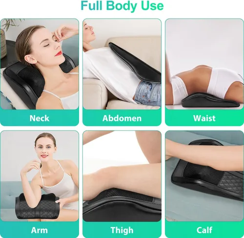 Miniatura 5 de Masajeador de espalda para dolor de espalda, tejido profundo, masajeador shiatsu de cuello y espalda con calor, almohada de masaje de amasamiento 3D