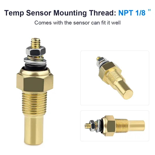 Miniatura 2 de WATERWICH Kit de medidor de temperatura de aceite 104-302℉ DC12V 2 pulgadas 52mm con sensor para barco, coche, camión, vehículo automotriz
