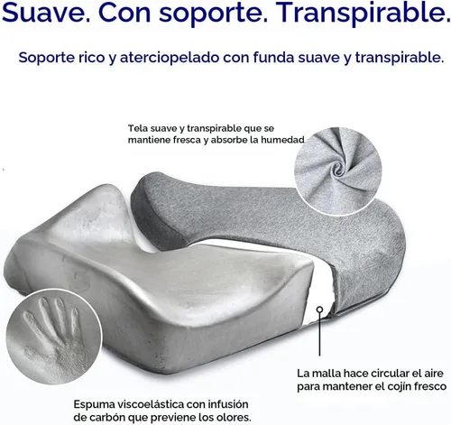 Miniatura 5 de Cushion Lab - Cojín de asiento patentado para aliviar la presión para largas horas sentado en silla de oficina y hogar, espuma viscoelástica extra