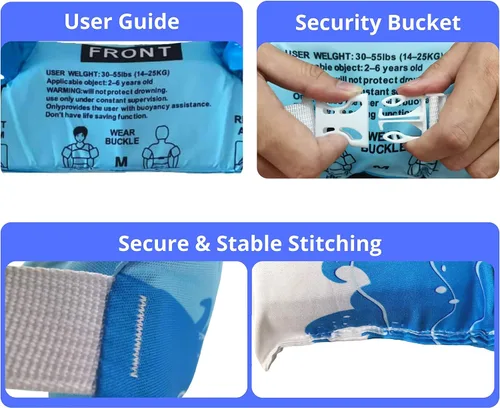 Miniatura 2 de Chaleco de natación para niños y niñas de 22 a 66 libras - Chaleco de natación, chaquetas, flotadores, flotadores de brazo, compañero de Azul ballena