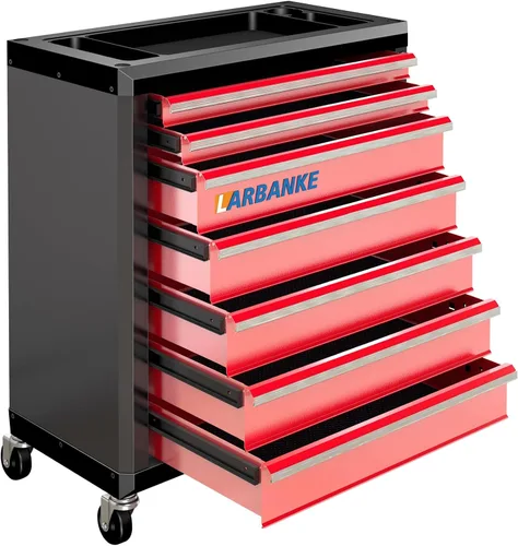 Miniatura 16 de Caja de herramientas de 4 cajones con cerradura y llaves, caja de herramientas portátil con encimera multifuncional, con forro de cajón y orificios