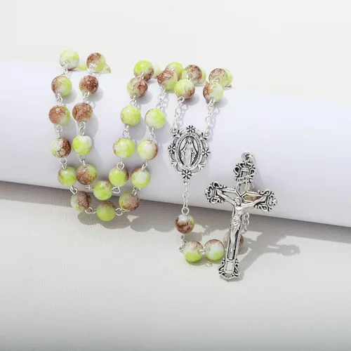 Miniatura 85 de KOMI Rosario de cuentas católicas para mujer, collar de cuentas de rosario con cruz de crucifijo, perlas de cristal, rosario, rosarios, católicos
