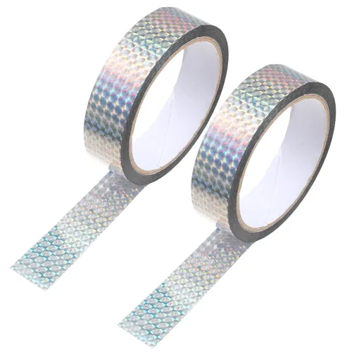 EupHHonycs 2 rollos de cinta holográfica, cinta reflectante de 1 pulgada y 54 yardas para pájaros, cinta holográfica autoadhesiva para mantener a