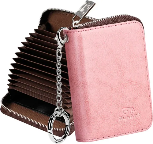 Miniatura 32 de FurArt Cartera con Cremallera para Mujeres, Cartera con Bloqueo RFID para Tarjetas de Crédito, Portador de Tarjetas de Presentación, Cartera Llavero