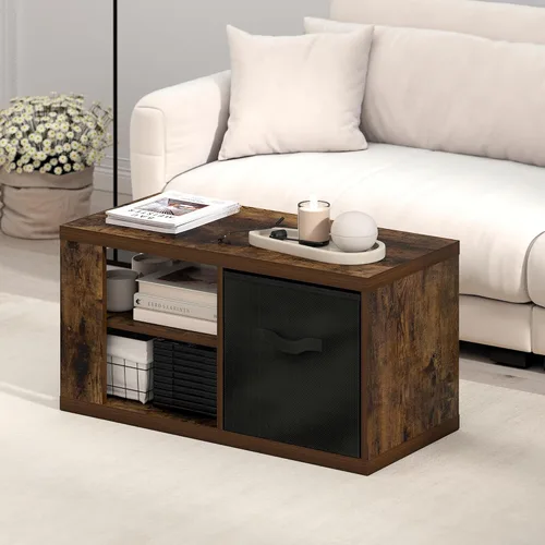 Miniatura 2 de Furinno Viola - Mesa de café moderna de 3 niveles con tablero de 1.2 de espesor, mesa auxiliar con estante abierto y contenedor de almacenamiento