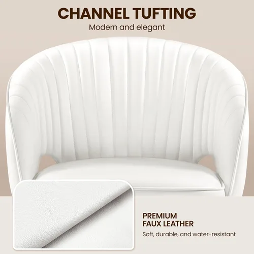 Miniatura 5 de Yaheetech Silla de Oficina para Casa, Silla de Escritorio de Cuero Sintético, Silla Giratoria Moderna con Respaldo Acolchado Tipo Barril, Ruedas