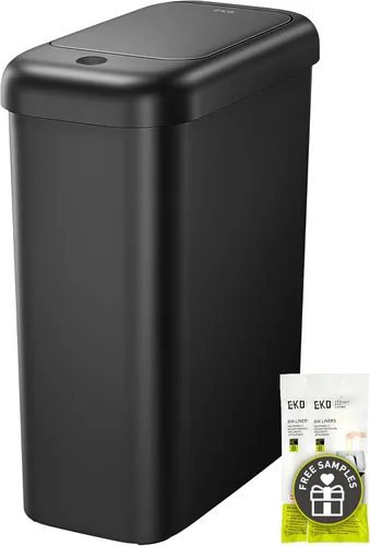 Miniatura 9 de EKO Basurero automático para baño con tapa, cubo de basura sin contacto de 2.1 galones con cubo extraíble, cubo de basura delgado de acero