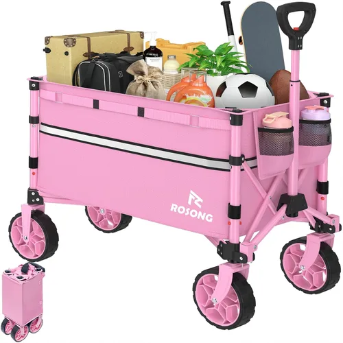 Miniatura 17 de ROSONG Carro Plegable con Ruedas Plegable - Carros Utilitarios Resistentes Plegables para Comestibles, Deportes, Jardín, Compras, Camping