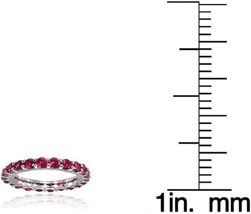 Miniatura 3 de Anillo de plata de ley con rubí de imitación de 0.118in de corte redondo