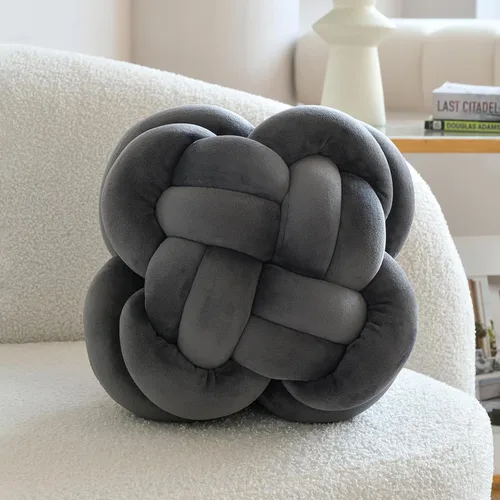 Miniatura 9 de Bola de almohada de nudo, cojines decorativos con tela de terciopelo para sofá cama, decoración de 12 pulgadas, cojines cuadrados anudados para sala