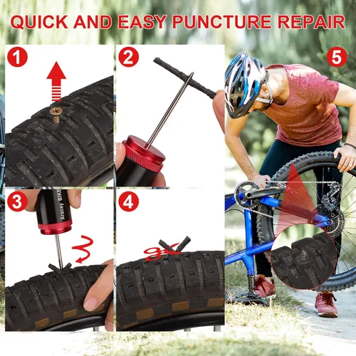 Miniatura 5 de Kit de reparación de neumáticos de bicicleta sin cámara para neumáticos de bicicleta de montaña y carretera, resma combinada, aspecto de cápsula