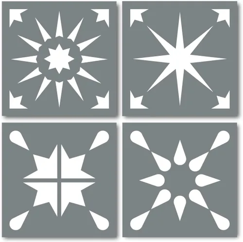 Miniatura 10 de Plantillas de azulejos mexicanos Talavera para pintar paredes y suelos (paquete de 4) – Plantillas reutilizables de 4 x 4 pulgadas para salpicaduras