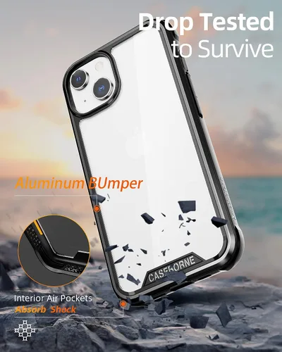 Miniatura 5 de CaseBorne R - Funda compatible con iPhone 14 / iPhone 13, transparente a prueba de golpes, grado militar, probada en caídas de 12 pies, marco