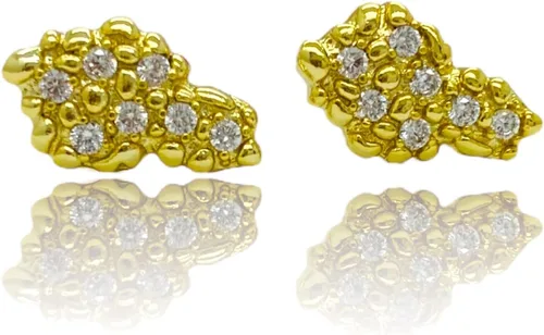 Miniatura 3 de Aretes de tuerca de plata de ley 925 con acabado de oro amarillo de 18 quilates para hombre