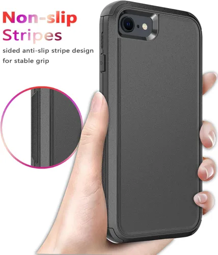 Miniatura 5 de Diverbox Funda diseñada para iPhone SE con protector de pantalla, resistente a los golpes, resistente a los golpes, para Apple iPhone se Phone Negro