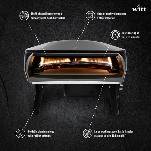 Miniatura 5 de Horno de pizza Witt ETNA Fermo galardonado – Horno de pizza tradicional – Calentamiento rápido a 932.0 °F, capacidad de 15.9 in, cocción de 60 negro