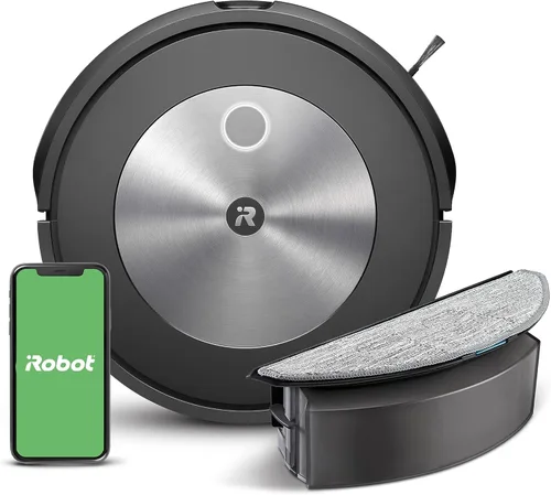 iRobot Roomba Combo j5 Robot aspirador y trapeador con tecnología Dirt Detect, sistema de limpieza de 4 etapas y limpieza habilitada para Alexa,