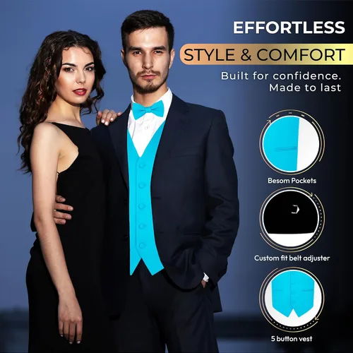 Miniatura 3 de Conjunto de chaleco formal sólido para hombre, esmoquin, chaleco y pajarita para traje o esmoquin
