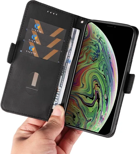 Miniatura 3 de Funda compatible con Xiaomi Poco X3 GT 5G, compatible con Redmi Note 10 Pro 5G (China), piel sintética, ranura para tarjetas, cierre magnético, Negro