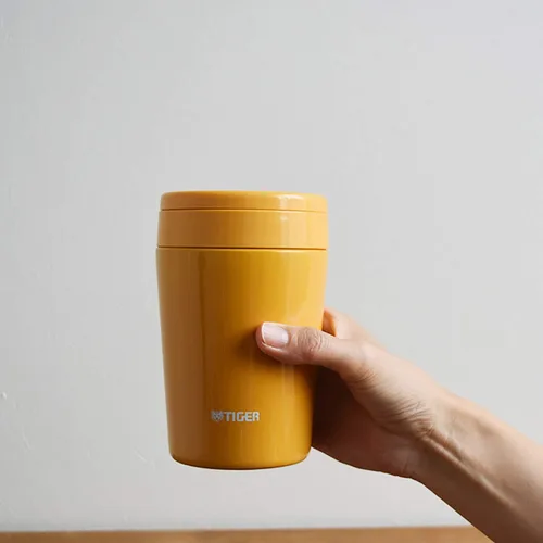 Miniatura 6 de Tiger Thermos - Tarro de sopa aislado al vacío, 12.8 fl oz (12.8 fl oz), térmico, caja Bento, boca ancha, fondo redondo, amarillo azafrán