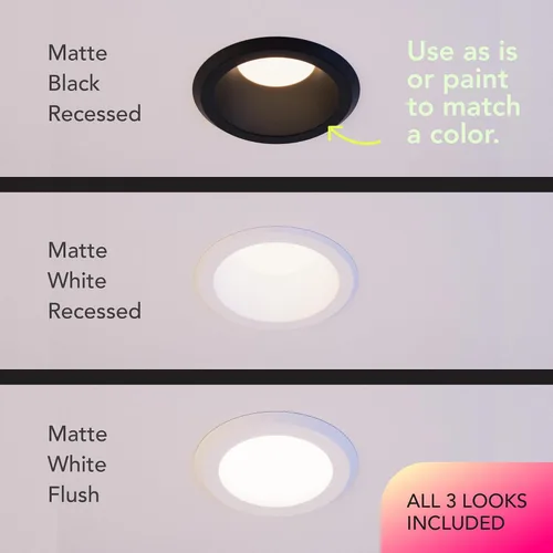 Miniatura 2 de LIFX Luz descendente empotrable inteligente sin lata de 4 pulgadas, borde deflector profundo, RGB + blanco sintonizable (1500-9000 K), control