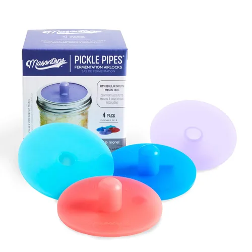 GEMMA Correll Pickle tubo – de una sola pieza fermentación sin agua Airlock tapas de silicona para Mason Jar fermentación – Boca ancha – 3 Pack
