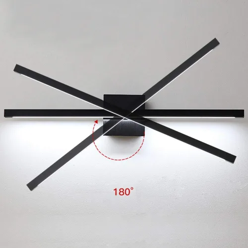 Miniatura 9 de Aplique de pared giratorio negro de 12 W con luz LED moderna para baño y espejo, luz blanca cálida, elegante barra de luz para baño, ideal