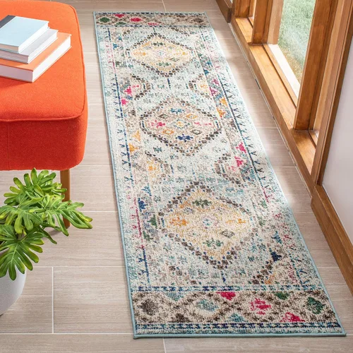 Miniatura 32 de Safavieh Madison Collection MAD418F - Alfombra de área con diamantes, Polipropileno, Gris/amarillo