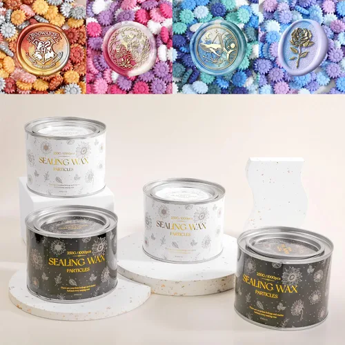 Miniatura 5 de Cuentas de cera de sellado, combinación de colores únicos enlatados, colores mezclados (aproximadamente 1000 unidades), para sellos de cera, sellado
