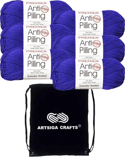 Miniatura 83 de Premier Yarns Everyday Anti-Pelusa Hilo Sólido Verde Pino DN100-8 (6-Madejas - Mismo Lote de Tinta) #4 Peso Estambre Acrílico para Tejer