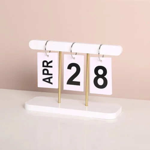 Miniatura 8 de BESTOYARD Calendario de escritorio perpetuo con bloques abatibles de madera de 6 x 4 x 2 pulgadas, pantalla de fecha reutilizable y organización que