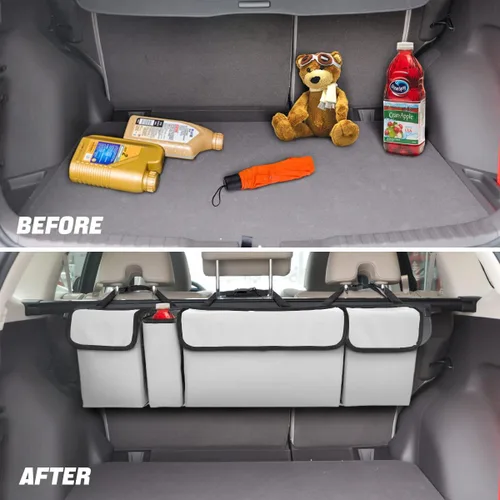 Miniatura 4 de AUCELI Organizador de Maletero para Auto, Organizador Colgante Grande para Asiento Trasero con Correas Ajustables, Bolsa de Carga Plegable