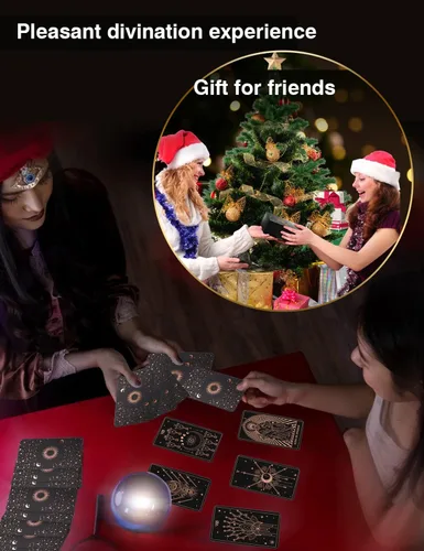 Miniatura 6 de WJPC Juego de cartas de tarot de lámina de oro rosa con guía y caja de regalo para principiantes y expertos. Tarjetas de juego de adivinación