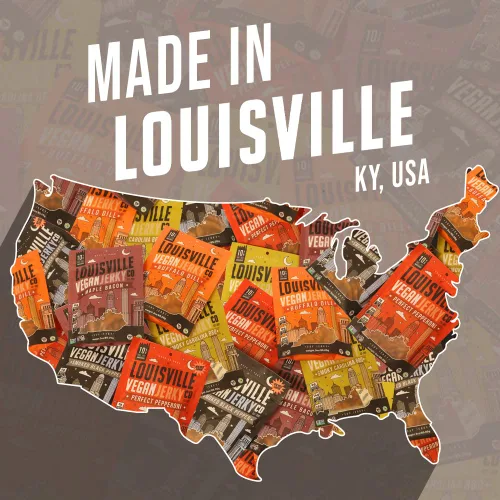 Miniatura 8 de Louisville Vegan Jerky - Carne vegana y vegetariana de pimienta negra ahumada, 0.67 oz de proteína de soja sin OMG, 310 calorías por bolsa