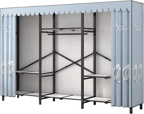Miniatura 9 de large closets Folding Closet with Cloth Cover Clothes Closet Portable Wardrobe Closet Metal Iron Frame Closets for Bedroom Large Closet Space-saving