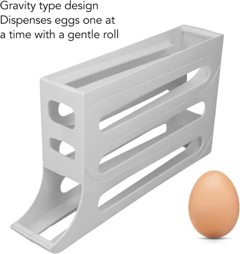 Miniatura 4 de Soporte para huevos para refrigerador, 60 unidades dispensador automático de huevos con 4 niveles y filas dobles, organizador de bandejas de huevos