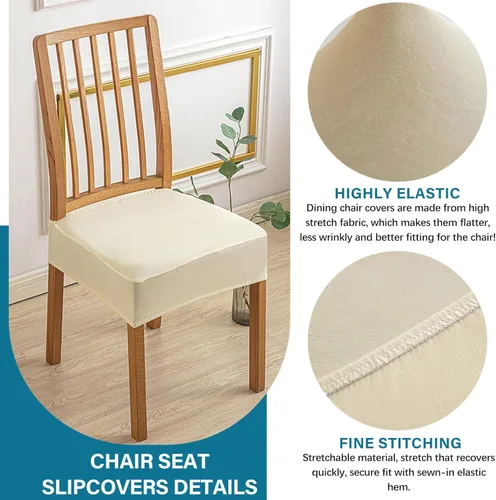 Miniatura 5 de Soft Dining Chair Seat Covers Set of 2, Velvet Seat Covers for Dining Room Chair Removable Washable Dining Room Chair Covers-Beige-2 Piece