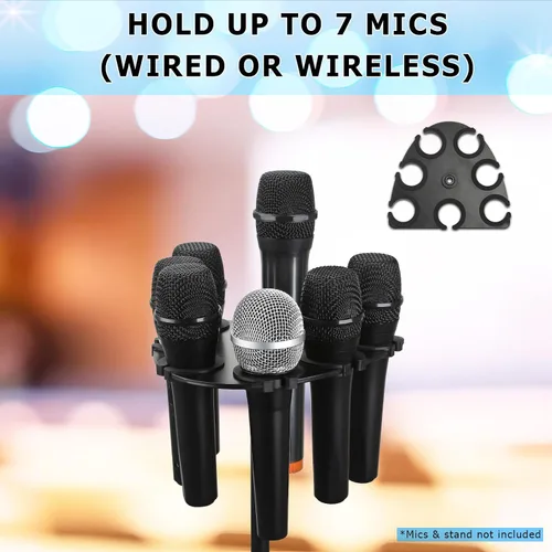 Miniatura 3 de Soporte de micrófono múltiple para micrófonos con cable e inalámbricos, organiza hasta 7 micrófonos, aluminio, negro