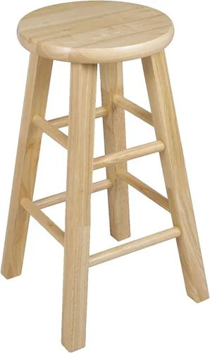 Miniatura 3 de PJ Wood Taburetes de cocina clásicos de asiento redondo de 24 pulgadas de alto para hogares, espacios de comedor y bares con asientos sin espalda, 4