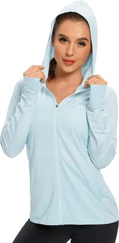 Miniatura 2 de Ropa de protección solar UPF 50+ para mujer, sudadera con capucha y protección solar con cremallera, SPF de manga larga, camisa para el sol, pesca