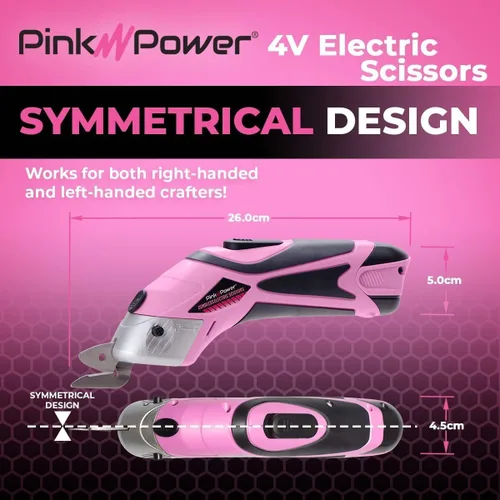 Miniatura 3 de Pink Power Tijeras Eléctricas Inalámbricas Cortador de Tela para Manualidades, Cajas, Costura, Alfombras y Álbumes de Recortes - Cizallas Rotativas