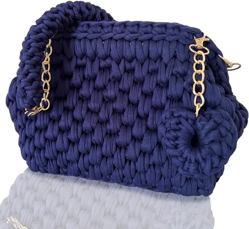 CHQEL Bolso de mano de noche para mujer, hecho a mano, bolso de fiesta de boda de ganchillo, pequeño bolso de mano formal con solapa