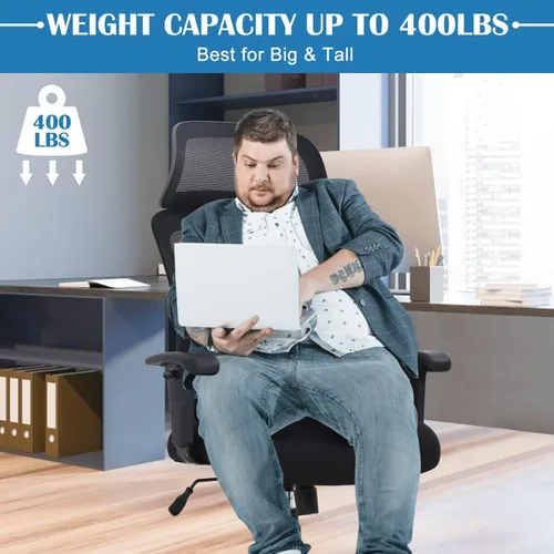Miniatura 3 de Silla de oficina ergonómica, silla de escritorio de computadora de altura ajustable de 400 libras con soporte lumbar de esponja ajustable, silla